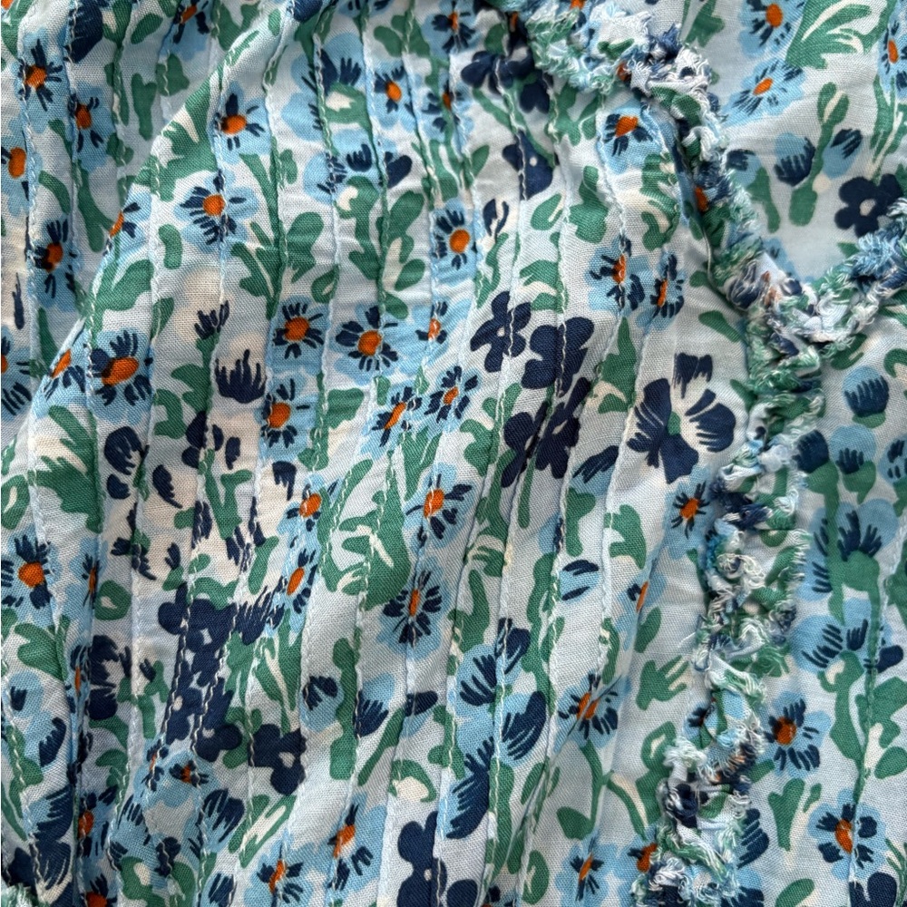 Poupette St. Barth Blue and Green Floral Top Sz OS - Picture 3 of 4